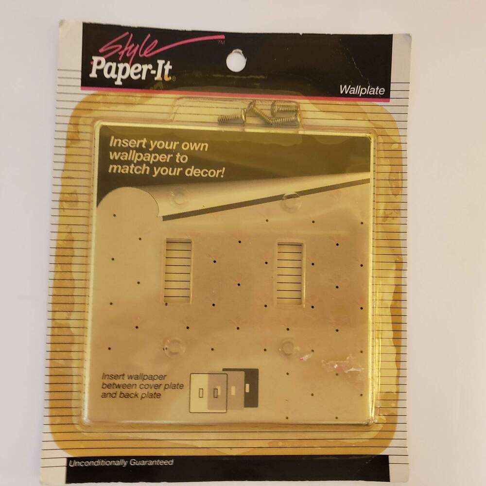 Style Paper-It Wallplate Double Light Switch Insert Wallpaper to Match Decor New